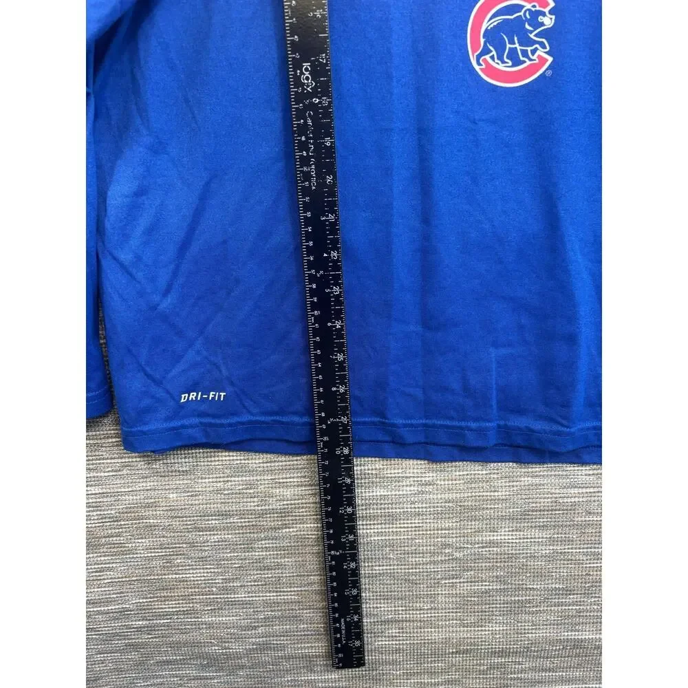 Chicago Cubs Shirt Mens Size XL Blue MLB Baseball Nike Dri Fit 2016 World Series